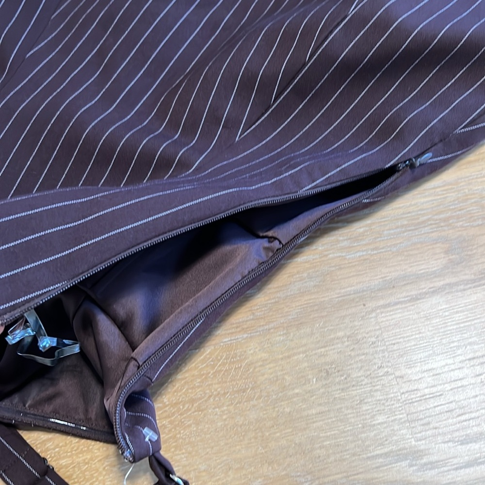 Oh Polly! brown Pinstripe A-Line Halter mini  Dress size 2 NWT - Picture 10 of 16
